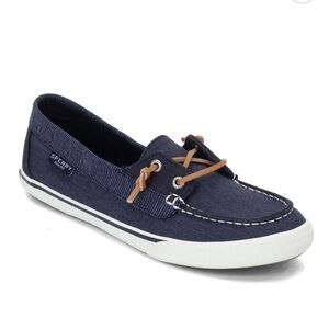 Sperry Top-Sider Lounge Away Navy Blue Canvas Boat Shoes Size 8